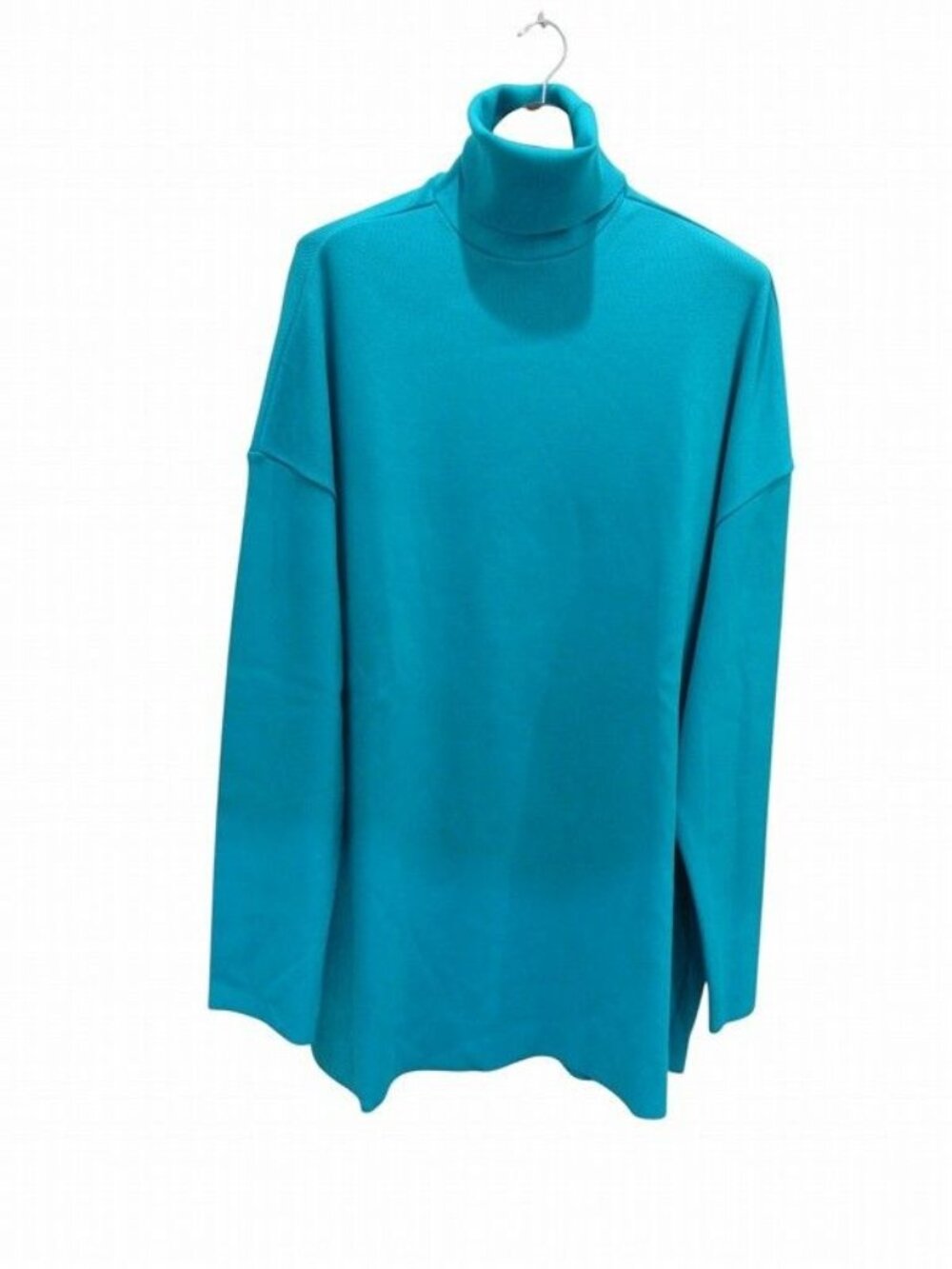 Balenciaga Sweater Rib Knit Turtleneck Turquoise Blue Rayon